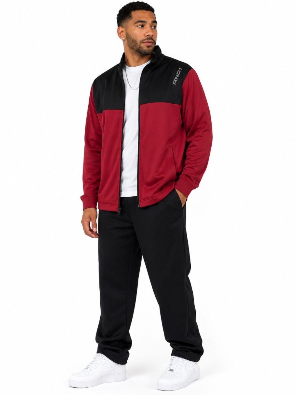 AND1 High Score Red Black Full Zip Long Sleeve Track Jacket Mens 2XL EUC